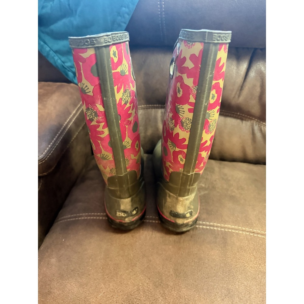 Bogs Classic High Waterproof Rain Boots Womens 10 Floral Pink Olive 71783-012 - Picture 4 of 10